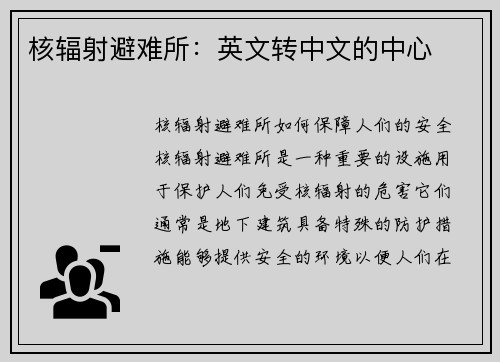 核辐射避难所：英文转中文的中心